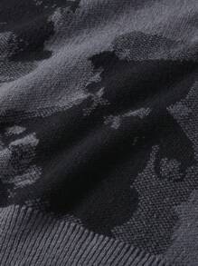 Manfinity Hypemode Nam Kích thước lớn Thả vai Áo len Với Họa tiết gấu - Màu xám đen - Xem 7
