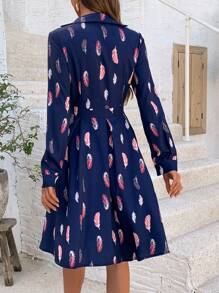 Chiquease 女性羽毛印花百褶裙