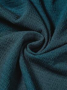 SHEIN MOD 素色不對稱領褶邊荷葉邊洋裝 - 軍綠色 - 查看 3