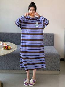 DAZY Của phụ nữ Sọc Lá thư In Trang phục mặc nhà Váy ngủ - Màu tím - Xem 6