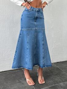 EURMUSE 高腰牛仔人魚擺裙