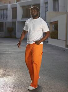 Manfinity EMRG Nam Kích thước lớn Màu thuần Quần legging thẳng - trái cam - Xem 6