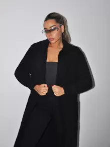 SHEIN ICON Cardigan Largo De Un Solo Color