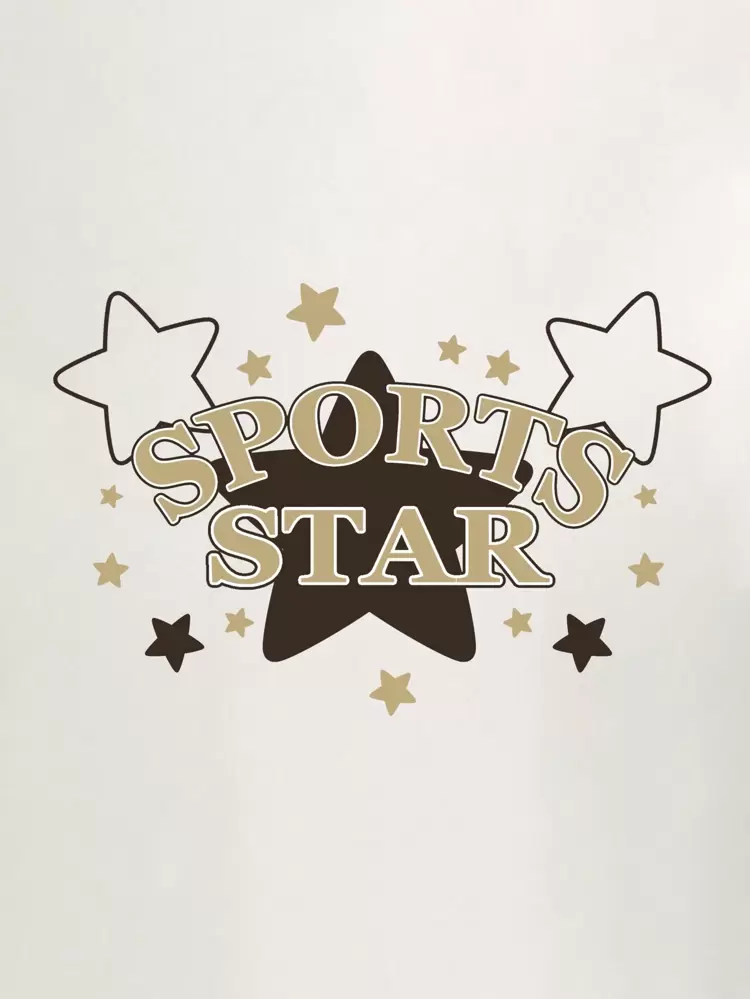 Women's Star & Letter Print Notch Neck Long Sleeve T-Shirt Fall Cloth For Women