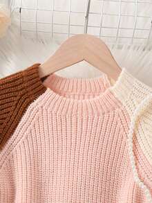 SHEIN 小女孩拼接色块縫呢套領連衣裙 - 彩色 - 查看 3