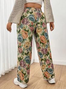 Flirla 大尺寸花卉印花直筒褲 - 彩色 - 查看 2