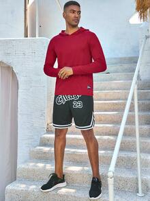 Manfinity Sport Corelite 男士字母拼接连帽运动卫衣 - 橘色 - 查看 4