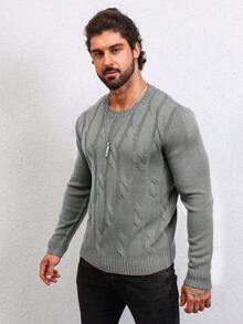 Manfinity Homme 男士圓領長袖毛衣 - 深灰色 - 查看 4