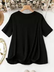 SHEIN LUNE Plus Size Leopard Print Color Block T-Shirt Graphic Cheetah Print Women Tee Top For Summer - Multicolor - View 2