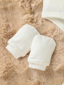 男婴卡通大象刺绣连体衣套装，含条纹裤、帽子和围兜 - 彩色 - 查看 5