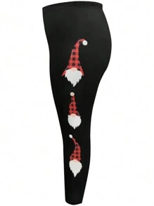 Celure 加大碼卡通印花高腰褲襪 - 黑色 - 查看 4