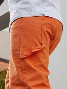 Manfinity EMRG Nam Kích thước lớn Màu thuần Quần legging thẳng - trái cam - Xem 7