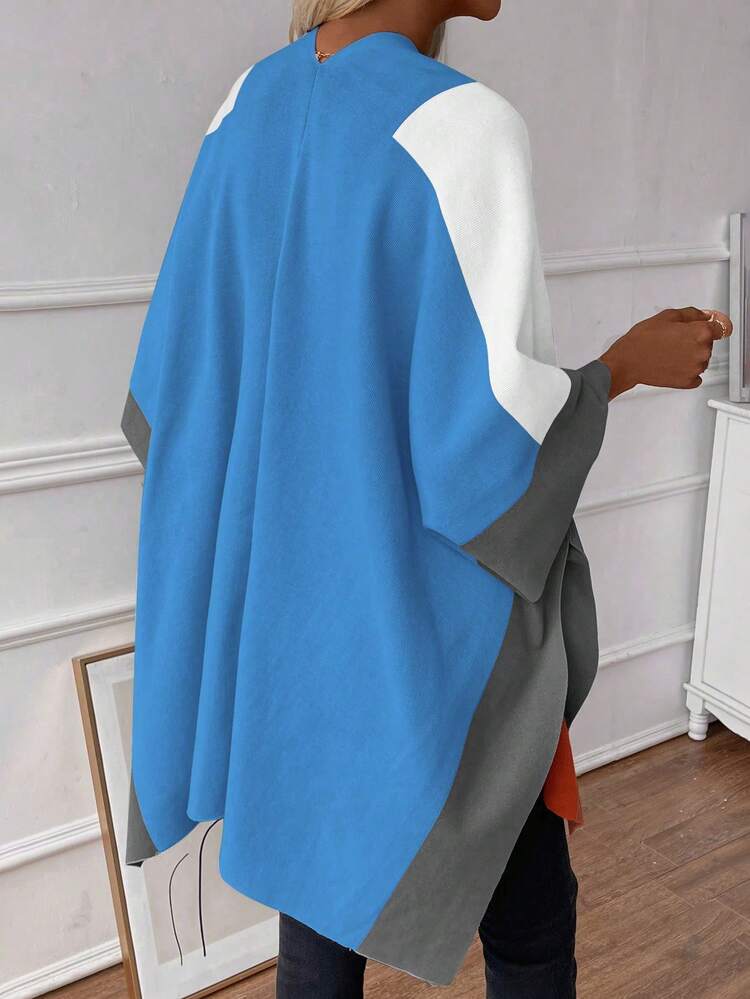 Ladies' Color Block Batwing Sleeve Knitted Cardigan