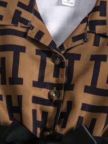 SHEIN Young Girl Printed Belted Dress With Matching Hat - Multicolor - View 4