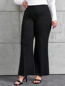 RueChic Pantalones Acampanados De Talla Grande Para Mujer - Negro - Ver 4
