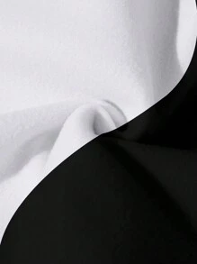 ROMWE MEN Grunge Punk Men's Casual Letter Graphic Colorblock Hoodie, School - Black - View 3