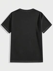 Manfinity RebelGame Men's Contrast Stitching Short Sleeve T-shirt - Black - View 2