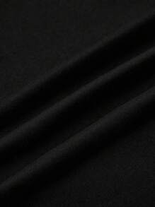 Calvaya Mono De Manga Larga De Talla Grande De Color Sólido - Negro - Ver 4