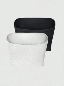 SHEIN Unity 純色抹胸式上衣 - 白色 - 查看 2