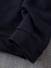 RueChic Men'S Letter Printed Fleece Sweatshirt - Black - View 4