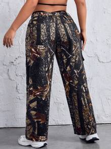 SHEIN ICON Plus Size Full Printed Denim Jeans - Multicolor - View 2