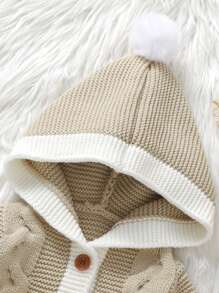 Baby Girls' Comfortable Casual And Simple Hooded Sweater - Khaki - View 4