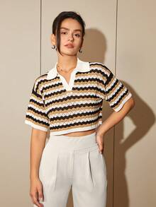 女士高腰微褶褲 - 米色 - 查看 5