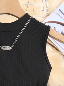 SHEIN Tween Girl Solid Color Vest And Shorts 2 Piece Set