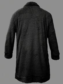 Nam Mùa thu Và Mùa Đông Lỏng lẻo Plush ấm áp Dài áo - màu đen - Xem 2