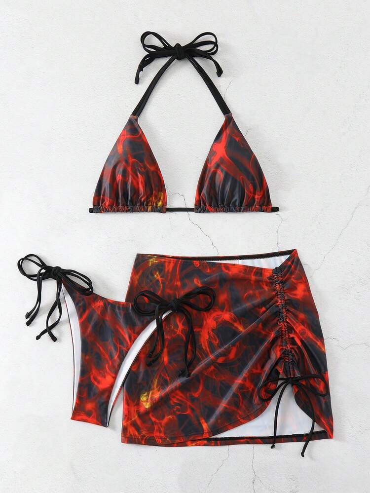 3pcs/Set Tie-Dye Bikini Set Music Festival Summer