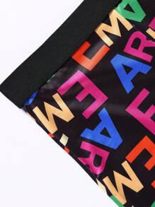 男士字母印花短褲 - 黑色 - 查看 7