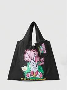 ROMWE Kawaii Hoạt hình Hình ảnh con thỏ &  chữ cái Túi mua sắm - Nhiều màu - Xem 4