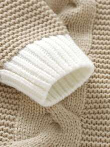 Baby Girls' Comfortable Casual And Simple Hooded Sweater - Khaki - View 3