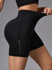 Easithlete Women's Seamless Sports Shorts Black Shorts - Black - View 4