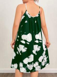 EMERY ROSE Plus Size Tie Dye Spaghetti Strap Dress For Summer - Green - View 2