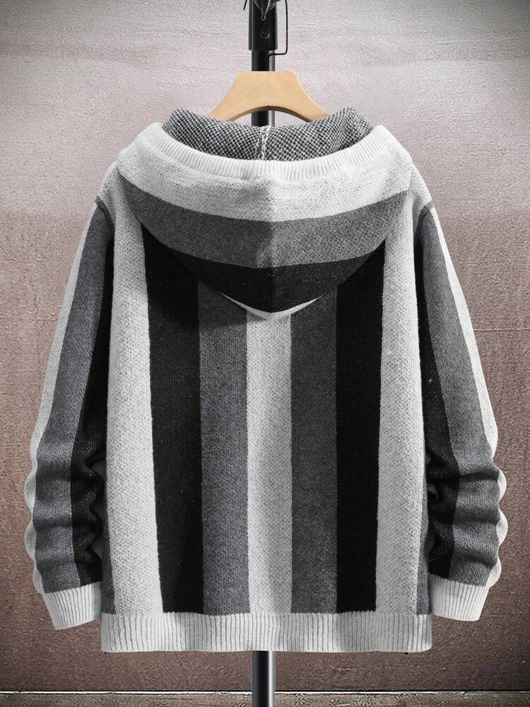 Men's Striped Hooded Sweater
