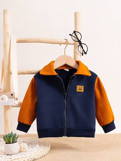 Infant Boys' Warm And Fashionable Color Contrast Jacket