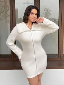 SHEIN MOD Plus Size Knit Jacquard Cute Bodycon Dress