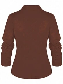 SHEIN Clasi Của phụ nữ Kích thước lớn Cape Không nút Áo vest - màu nâu - Xem 2