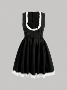 SHEIN MOD Vestido Sin Mangas Para Mujer Con Decoración De Lazo - Negro - Ver 1
