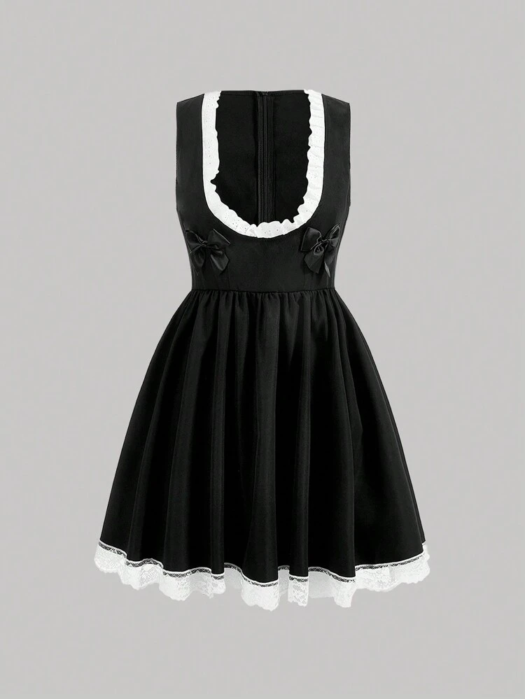 Women's Sleeveless Dress With Bow Decoration