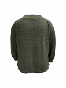 Flirla Plus Size Solid Color V-Neck Off-Shoulder T-Shirt