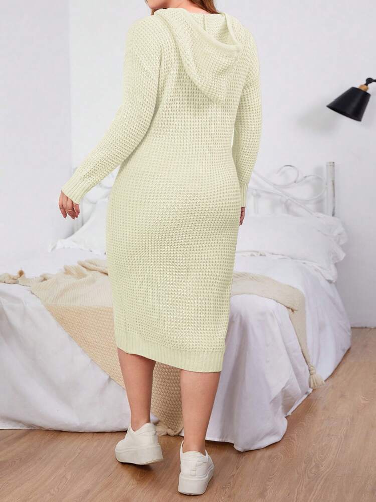 Plus Size Solid Color Hooded Sweater Dress
