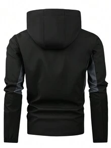 男士拉鍊運動外套 - 黑色 - 查看 2