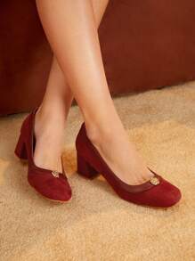 SheIn MOD 女式高跟鞋泵 - 珊瑚橙 - 查看 1