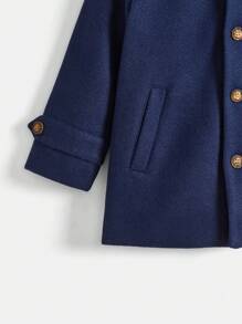 SHEIN Boys' Casual Gentleman Style Button Up Woolen Coat