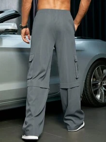 Men's Chain Decoration Cargo Pants - Dark Green - View 2