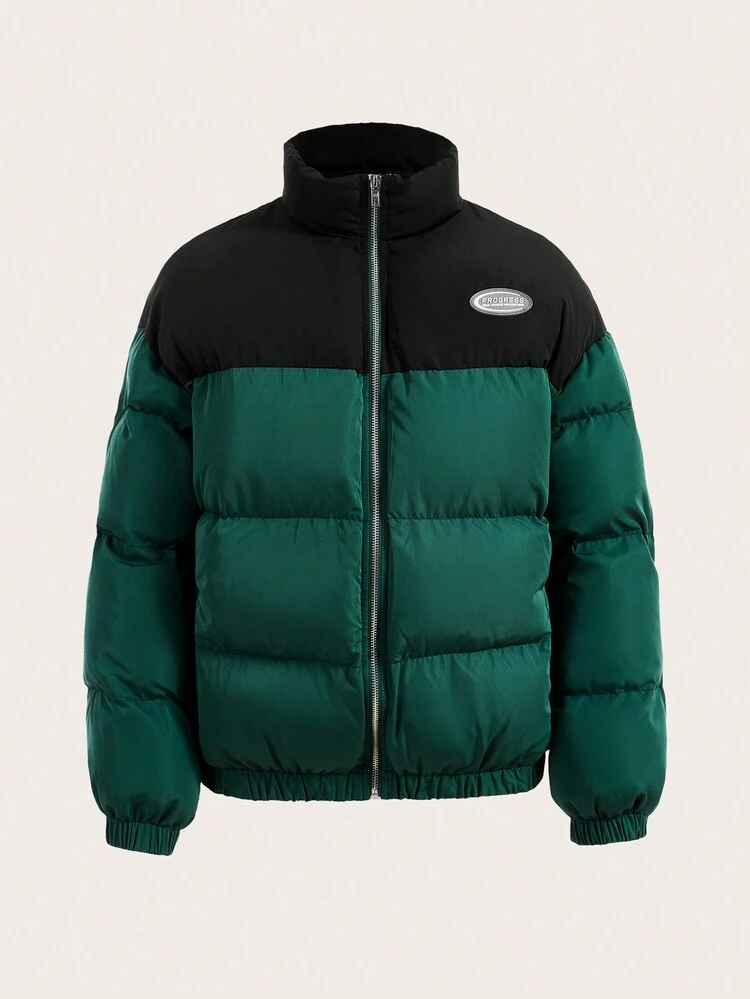 Color Block Woven Padded Coat