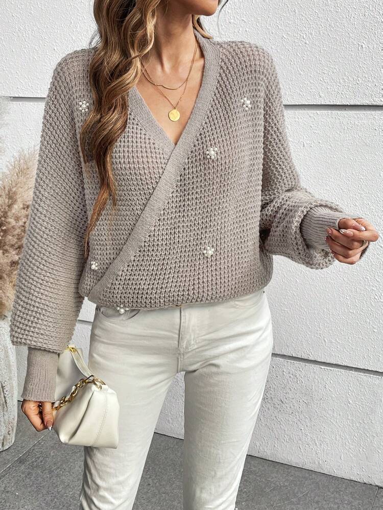 Women's Draped Batwing Sleeve Knit Pullover Fall Winter Sweater