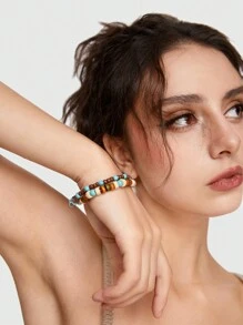 ROMWE Grunge Punk 2入組[山女風格]彩色珠子手鍊 - 彩色 - 查看 3